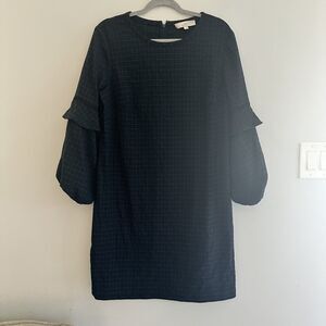 LOFT Plaid Flounce Sleeve Dress - Size 14
